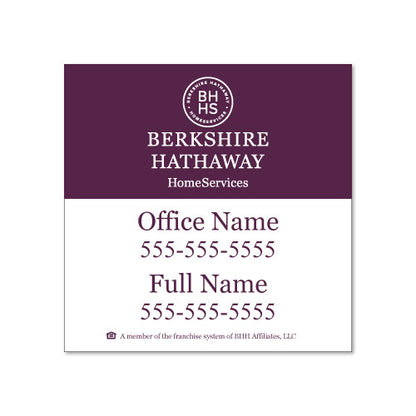 Berkshire Hathaway 24x24 Listing Sign: Custom Name & Number