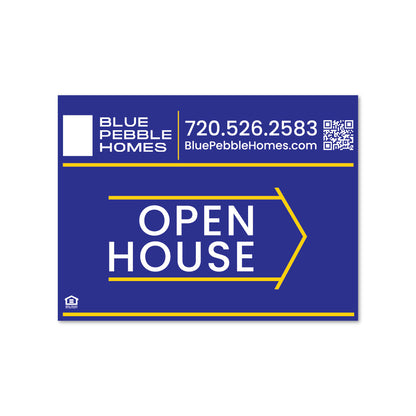 Blue Pebble Homes - 18x24 Generic Navy Open House Directional