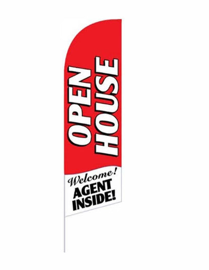 Open House Agent Inside - Feather Flag Red - Stake Type